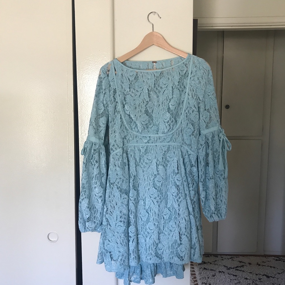Free People long sleeve blue dress
